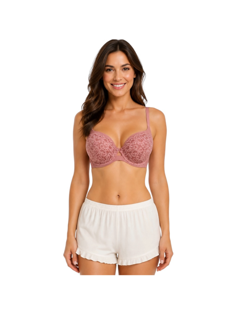 Victoria’s Secret Lined Demi Bra 34DDD Dusty Rose Floral Lace